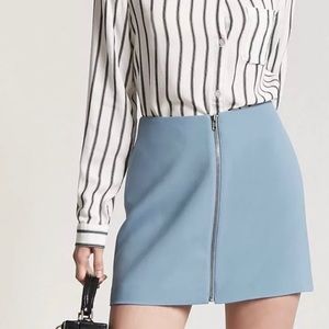 [SOLD] Forever 21 Blue Front Zip Miniskirt